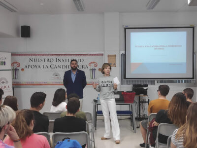 Presentación de la candidatura a los alumnos del Instituto de Enseñanza Secundaria Itálica de Santiponce